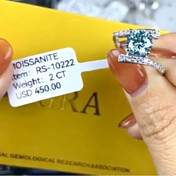 Moissanite 2 CT, on White Gold Plated 925 Sterling Silver - Picture 6 of 6